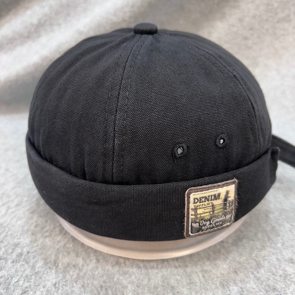 Denim Supplies Patch Mens Black Denim Supplies Docker Cap Brimless Beanie OSFM